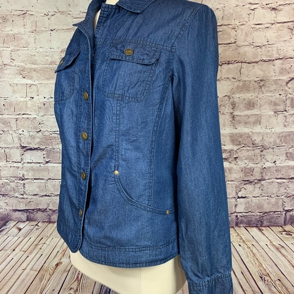 Dress Barn Womens Blue Snap Front Denim Jacket - Picture 5 of 12